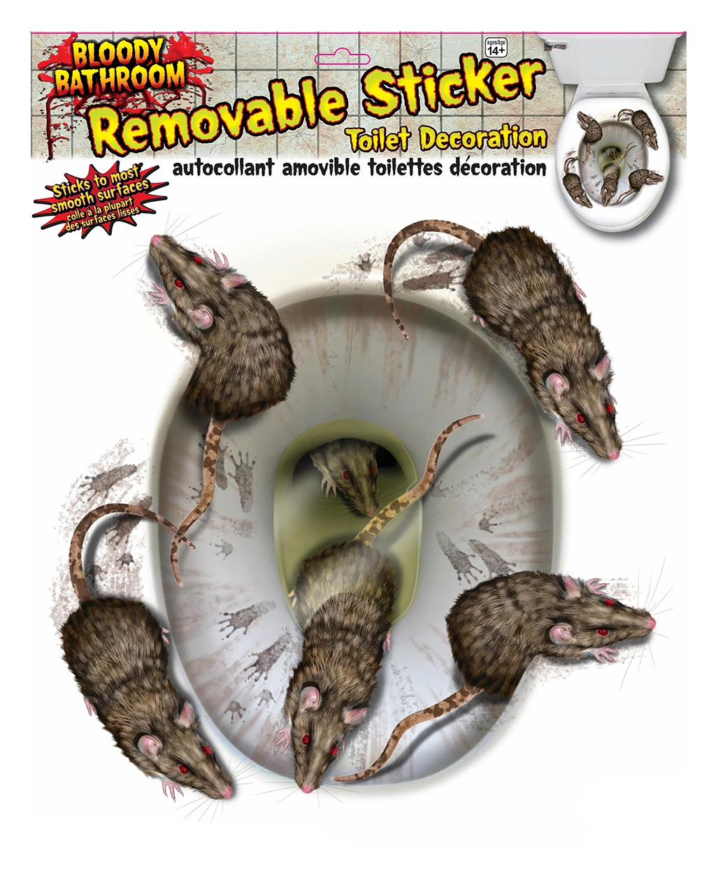 3D Toilettendeckel Sticker Mit Blutigen Ratten 3 3D Toilettendeckel Sticker Mit Blutigen Ratten