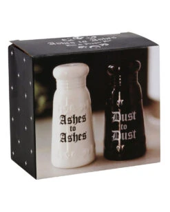 Asche Zu Asche Salz & Pfeffer Set -Halloween Dekorations Geschäft ashes to ashes salz und pffer set ashes to ashes salt and pepper shaker halloween homeware gothic homeware 53763 03