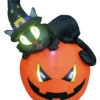 Aufblasbarer Kürbis Mit Hexenkatze 150cm -Halloween Dekorations Geschäft aufblasbarer halloween kuerbis mit hexenkatze inflatable halloween pumpkin with witch cat halloween deko 53777 01