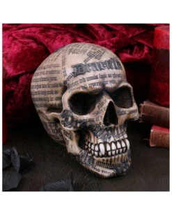 Dracula Totenkopf Mit Bram Stoker Zitaten -Halloween Dekorations Geschäft dracula totenschaedel mit bram stoker zitaten vampir totenkopf gothic deko halloween tischdeko 50770 05