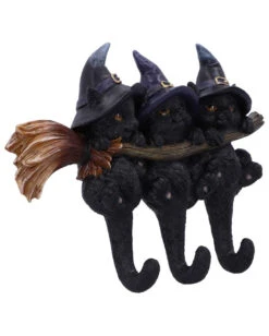 3 Kätzchen Mit Hexenhut Als Schlüsselbrett 10 3 Kätzchen Mit Hexenhut Als Schlüsselbrett -Halloween Dekorations Geschäft drei hexen kaetzchen als schluesselbrett witches helpers key hanger halloween wohnaccessoire 52694 03