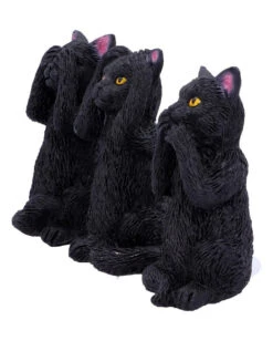 Drei Weise Schwarze Katzen -Halloween Dekorations Geschäft drei weise schwarze katzen three wise felines cat figures 39524 02