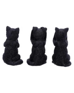 Drei Weise Schwarze Katzen -Halloween Dekorations Geschäft drei weise schwarze katzen three wise felines cat figures 39524 03