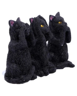 Drei Weise Schwarze Katzen -Halloween Dekorations Geschäft drei weise schwarze katzen three wise felines cat figures 39524 04