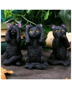 Drei Weise Schwarze Katzen -Halloween Dekorations Geschäft drei weise schwarze katzen three wise felines cat figures 39524 05