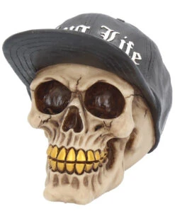 Gangster Totenschädel "Thug Life" 15,8cm 9 Gangster Totenschädel "Thug Life" 15,8cm -Halloween Dekorations Geschäft gangster totenkopf gangster totenschaedel gangster skull skull with gold teeth 53388 02