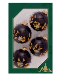 Gruselgesichter Halloween Glitzer Weihnachtskugeln Ø6,5cm 4 Stück