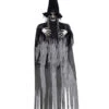 Böse Hexe Hängefigur Grau 180cm -Halloween Dekorations Geschäft graue hexe haengefigur 180cm grey witch hanging figure halloween figur zum aufhaengen 53367