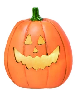 Grinsender Halloween Kürbis Mit LED 16cm -Halloween Dekorations Geschäft grinsender led kuerbis aus kunststein light up resin jack o lantern decor halloween kuerbis deko 53047 2
