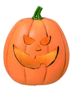 Grinsender Halloween Kürbis Mit LED 16cm -Halloween Dekorations Geschäft grinsender led kuerbis aus kunststein light up resin jack o lantern decor halloween kuerbis deko 53047 4