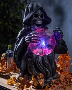 Beleuchteter Sensenmann Mit Kugel 60cm 7 Beleuchteter Sensenmann Mit Kugel 60cm -Halloween Dekorations Geschäft grosser grim reaper mit leuchtkugel 60cm electric grim reaper with static lighted magic ball halloween deko 52530 3