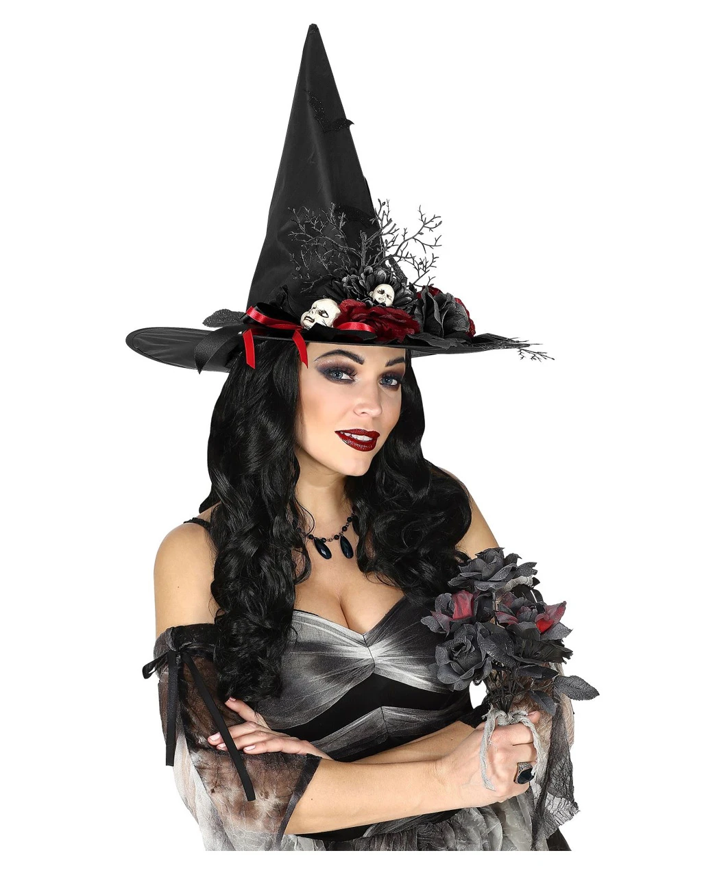 Schwarze Witwe Brautstrauß Mit Schwarzen & Roten Rosen 4 Schwarze Witwe Brautstrauß Mit Schwarzen & Roten Rosen – Bild 2