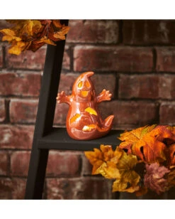 LED Laterne Halloween Geist 14cm -Halloween Dekorations Geschäft halloween geist led laterne halloween ghost led lamp halloween deko fuer kinder 53599 2