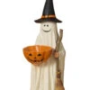 Halloween Gespenst Mit Kürbis Schale 42cm -Halloween Dekorations Geschäft halloween geist mit trick kuerbis schale 42cm halloween ghost with pumpkin bowl halloween deko gespenst 54655