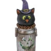 Schwarze Katze In Leuchtender Milch-Kanne 18cm -Halloween Dekorations Geschäft halloween katze in leuchtender milchkanne 18cm halloween cat on galvanized milk can halloween deko 54322