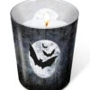 Gothic Kerze Mit Mond & Fledermäuse 10cm -Halloween Dekorations Geschäft halloween kerze mit mon und fledermaus motiv halloween candle with moon and bats halloween deko 53149 01