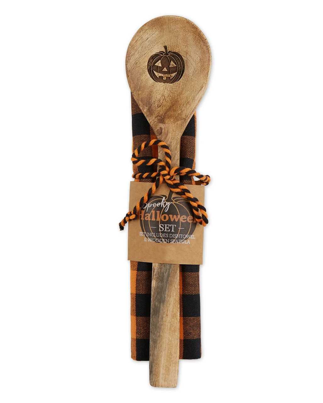 Kürbis Motiv Holzlöffel & Geschirrtuch Set 3 Kürbis Motiv Holzlöffel & Geschirrtuch Set