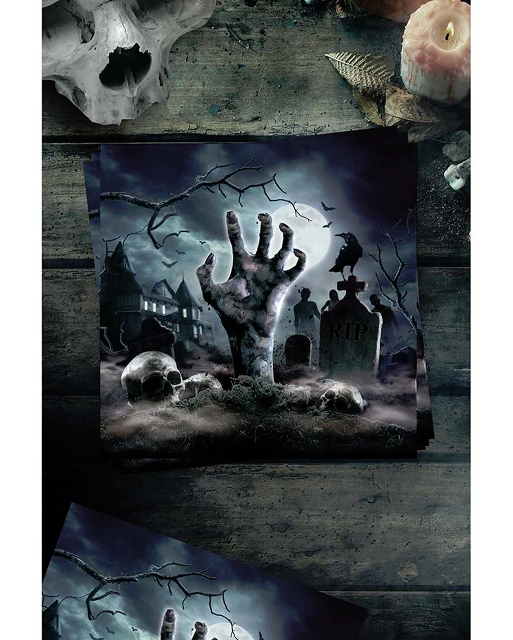 Zombie Friedhof Halloween Servietten 12 St. 4 Zombie Friedhof Halloween Servietten 12 St. – Bild 2