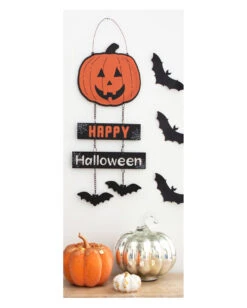 Happy Halloween Hängeschild Mit Kürbis 30cm -Halloween Dekorations Geschäft happy halloween kuerbis haengeschild happy halloween pumpkin sign kinderfreundliche halloween deko 53142 03