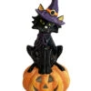 Schwarze Katze Auf Halloween Kürbis Teelichthalter 29cm -Halloween Dekorations Geschäft hexenkatze auf kuerbis keramik teelichthalter halloween wohnaccessoires und homeware witch cat on pumpkin cearmic candle house 54636 2