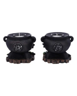 Hexenkessel Mit Efeu Kerzenhalter 2er Set -Halloween Dekorations Geschäft hexenkessel mit efeu teelichthalter 2er set witches cauldron with ivy candle holder halloween tischdeko 51064 03