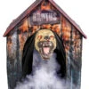 Hundehütte Mit Beweglichem Bluthund 1 Hundehütte Mit Beweglichem Bluthund -Halloween Dekorations Geschäft hundehuette mit angreifendem killerhund halloween animatronic doghouse with moving bloodhound 51761 01