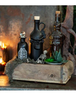 Vintage Glasflasche Kristallschliff Eckig 23cm -Halloween Dekorations Geschäft jekyll and hyde giftflasche jekyll and hyde poision bottle halloween tischdeko gothic homeware 52022 07 1