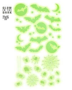 Leuchtende "Fledermäuse & Spinnen" Halloween Sticker -Halloween Dekorations Geschäft leuchtende halloween sticker fledermaeuse und spinnen glow in the dark halloween sticker bats and spiders 51726 02