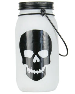 Beleuchtete Totenschädel Laterne Aus Glas