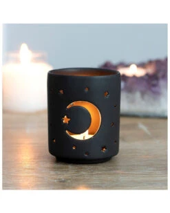 Mond & Sterne Teelichthalter -Halloween Dekorations Geschäft mystischer mond teelichthalter mystical moon tealight holder halloween tischdeko gothic dekoration 50819 03