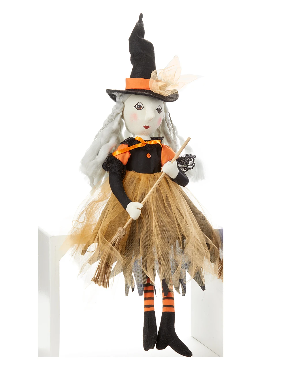 Halloween Hexe Kantenhocker Figur Orange 50cm 3 Halloween Hexe Kantenhocker Figur Orange 50cm