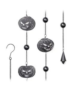 Totenschädel Kürbis Windspiel Hängedeko 9 Totenschädel Kürbis Windspiel Hängedeko -Halloween Dekorations Geschäft pumpkin skull metall windspiel halloween und gothic wohnungsdeko und homeware alchemy england pumpkins skull wind chime 52748