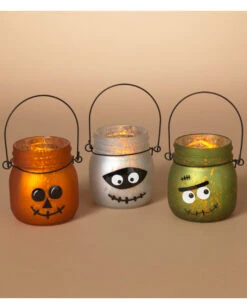 Halloween Laternen Aus Quecksilberglas 3er Set -Halloween Dekorations Geschäft quecksilberglas halloween laternen 3er set mercury glass halloween luminaries set of 3 halloween teelichthalter 54272 2