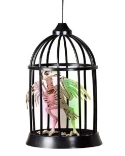 Krähen Skelett Im Käfig Halloween Animatronic -Halloween Dekorations Geschäft raben skelett im kaefig halloween animatronic raven in cage animatronic halloween dekoration 51447 03