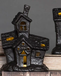 Beleuchtete Grusel Glitzer Geisterhaus Deko -Halloween Dekorations Geschäft scary glitter geisterhaus deko mit led scary glitter light up haunted house halloween spukhaus deko 53048 4