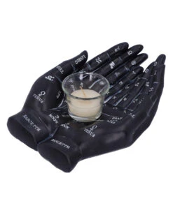 Schwarze Chiromantie-Hände Teelichthalter -Halloween Dekorations Geschäft schwarze handlese haende kerzenhalter schwarze chiromantie haende teelichthalter 51059 02