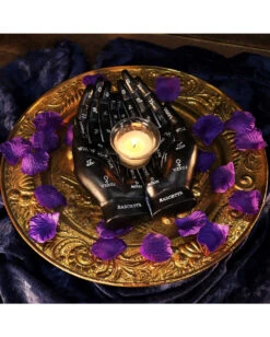 Schwarze Chiromantie-Hände Teelichthalter -Halloween Dekorations Geschäft schwarze handlese haende kerzenhalter schwarze chiromantie haende teelichthalter 51059 07