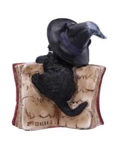 Schwarzes Hexenkätzchen Mit Rotem Zauberbuch 8,2cm -Halloween Dekorations Geschäft schwarze hexenkatze mit rotem zauberbuch black witchs cat familiar with red grimoire gothic deko und figuren 52417 4