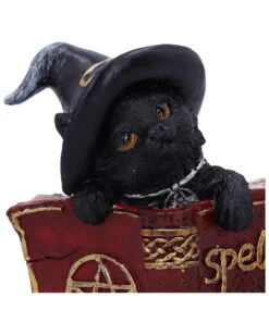 Schwarzes Hexenkätzchen Mit Rotem Zauberbuch 8,2cm -Halloween Dekorations Geschäft schwarze hexenkatze mit rotem zauberbuch black witchs cat familiar with red grimoire gothic deko und figuren 52417 5