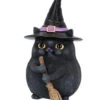 Schwarze Katze Mit Besen & Hexenhut 1 Schwarze Katze Mit Besen & Hexenhut -Halloween Dekorations Geschäft schwarze katze mit hexenhut black cat with witch hat and broom gothic figur geschenkartikel 39255 01