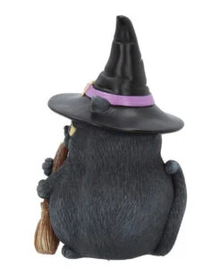 Schwarze Katze Mit Besen & Hexenhut 10 Schwarze Katze Mit Besen & Hexenhut -Halloween Dekorations Geschäft schwarze katze mit hexenhut black cat with witch hat and broom gothic figur geschenkartikel 39255 03