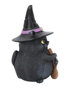 Schwarze Katze Mit Besen & Hexenhut 13 Schwarze Katze Mit Besen & Hexenhut -Halloween Dekorations Geschäft schwarze katze mit hexenhut black cat with witch hat and broom gothic figur geschenkartikel 39255 06