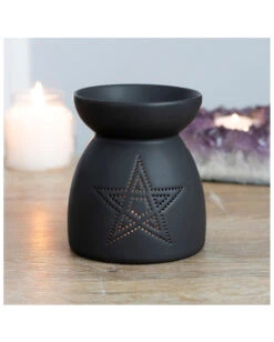 Schwarzer Pentagramm Duftöl Brenner -Halloween Dekorations Geschäft schwarze pentagram duftoel lampe schwarzer pentagram duftoel brenner black pentagram fragrance oil lamp 50641 03