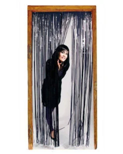 Schwarzer Fransen-Türvorhang Aus Folie 2x1 M -Halloween Dekorations Geschäft schwarzer folien fransenvorhang schwarzer lametta vorhang halloween dekoration 53910 02