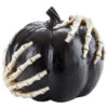Kürbis Mit Greifenden Skeletthänden Schwarz -Halloween Dekorations Geschäft schwarzer kuerbis mit skeletthaenden black pumpkin with skeleton hands halloween kuerbis deko 54694