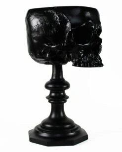 Schwarzer Totenschädel Als Ringehalter 21cm -Halloween Dekorations Geschäft schwarzer totenkopf als ringehalter schwarzer totenschaedel als ringhalter black skull ring holder gothic wohnaccessoire 54858 03