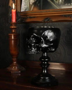 Schwarzer Totenschädel Als Ringehalter 21cm -Halloween Dekorations Geschäft schwarzer totenkopf als ringehalter schwarzer totenschaedel als ringhalter black skull ring holder gothic wohnaccessoire 54858 06