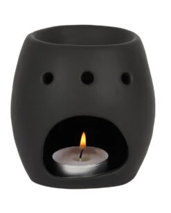 Schwarzer Totenschädel Duftöl Teelichthalter -Halloween Dekorations Geschäft schwarzer totenkopf duftoel teelichthalter schwarzer totenschaedel duftoel halter black skull oil burner tealight holder 50821 03