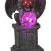 Gargoyle Sitzend Auf Grabstein Mit Licht -Halloween Dekorations Geschäft sitzender gargoyle auf grabstein mit licht resin gargoyle on a tomstone with light halloween deko 52496 neu