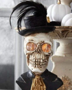 Mr. Skelett Halloween Büste Mit LED Augen 45cm -Halloween Dekorations Geschäft skelett gentleman bueste mit led augen boutique halloween wohnungsdeko und homeware skeleton bust with led eyes 54588 2
